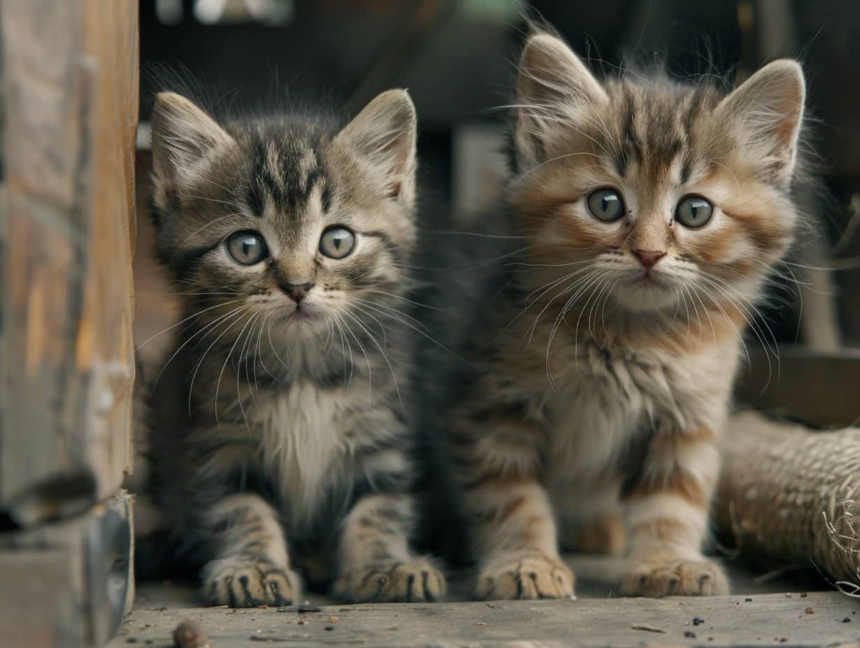 Chaton mignon jouant avec une balle colorée